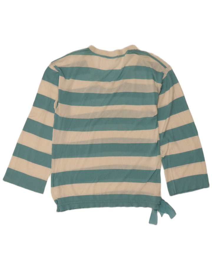 Hugo Boss Top trasparente da donna a maniche lunghe UK 10 Small Blue Striped