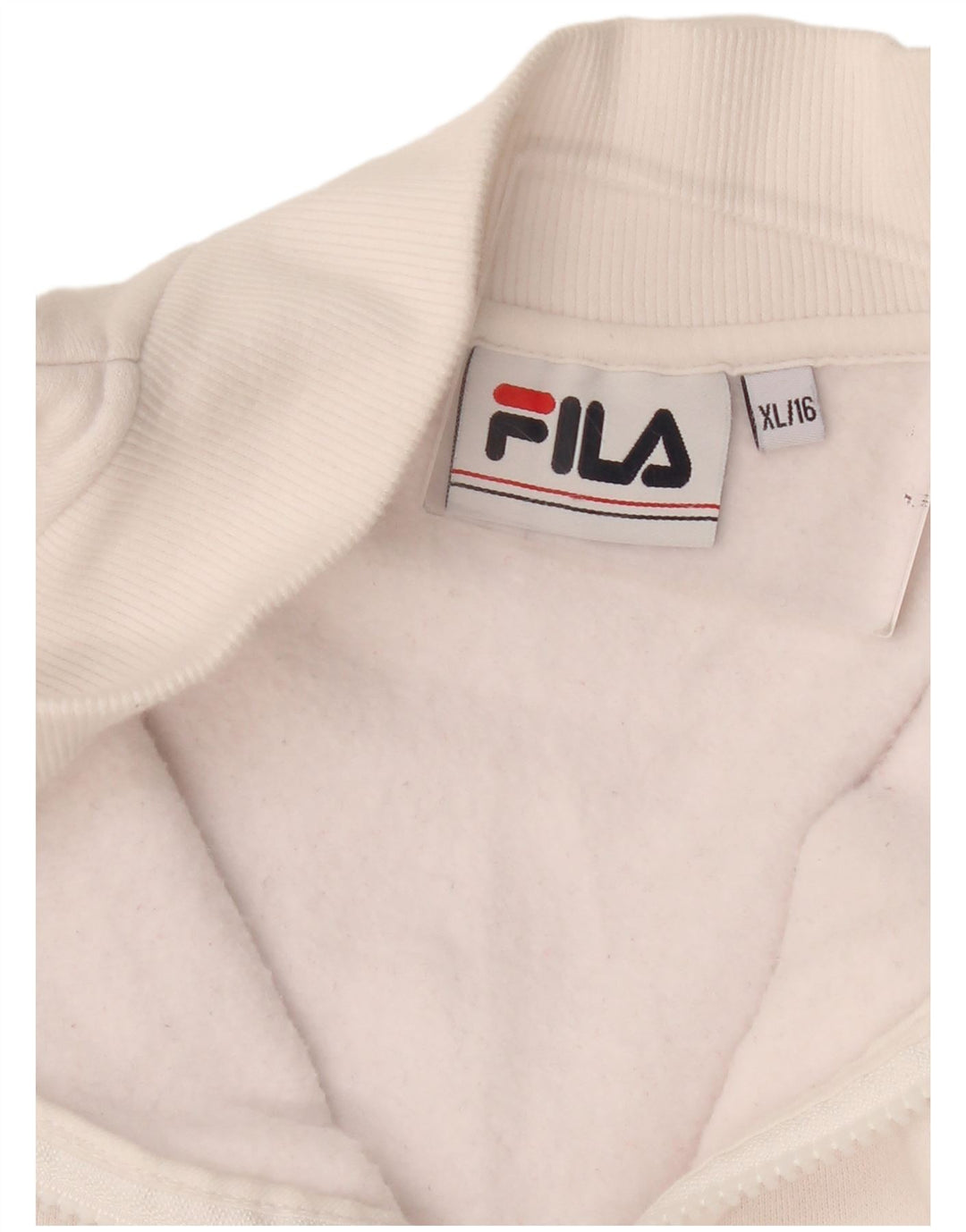 Felpa da donna con collo con zip grafica Fila, maglione UK 18 XL, color block bianco