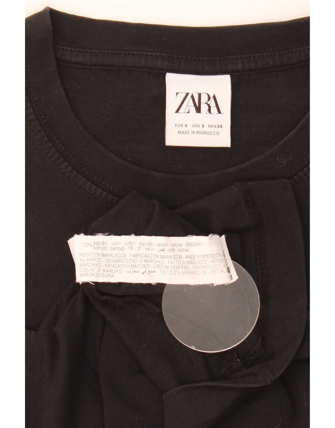 T-shirt grafica da uomo Zara Top Small in cotone nero