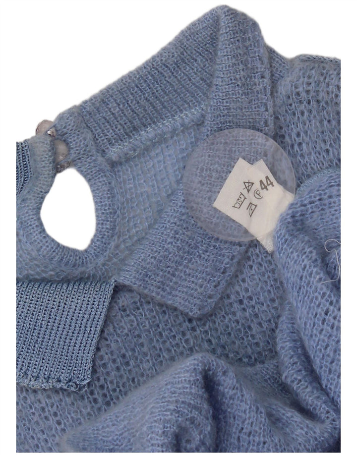 Maglione vintage da donna con collo alto IT 44 Colorblock blu medio