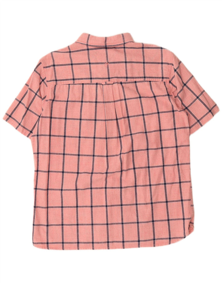 Camicia a maniche corte da uomo Fat Face, cotone a quadri rosa grande