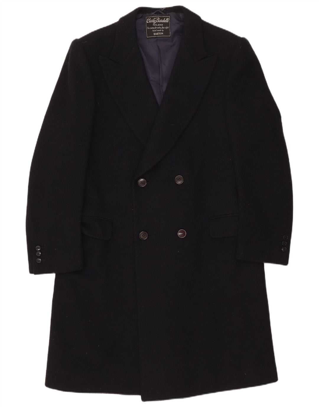 Cappotto doppiopetto da uomo Carlo Bardelli UK 36 Small Blu Navy