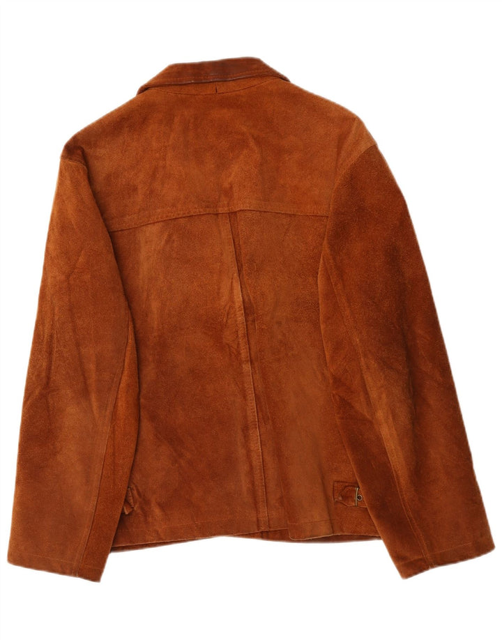 Giacca vintage in pelle scamosciata da donna EU 48 2XL in pelle marrone