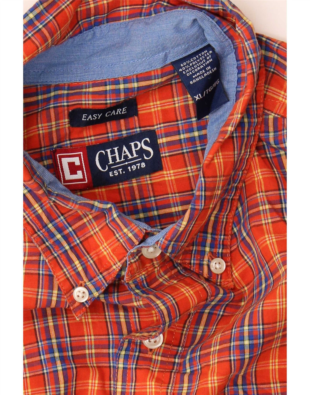 Camicia da uomo Chaps XL in cotone a quadri arancione