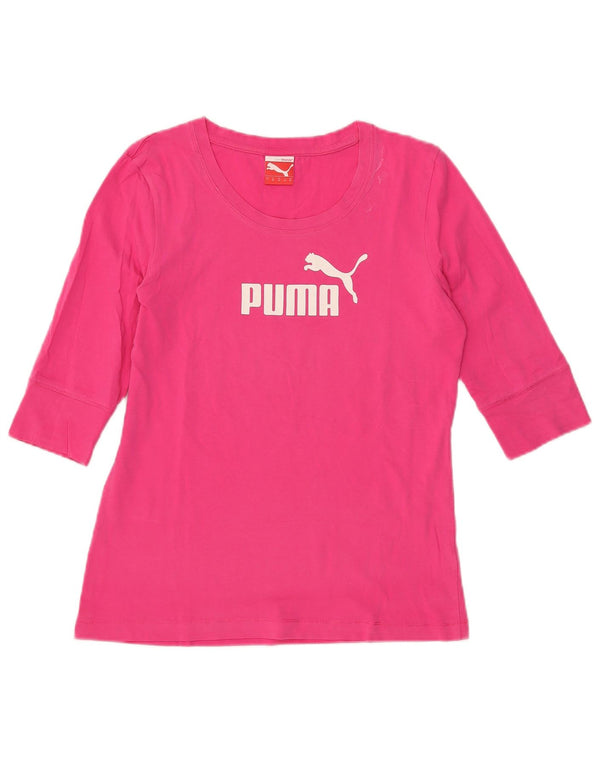 Puma Maglietta grafica da donna manica 3/4 UK 14 Large Rosa