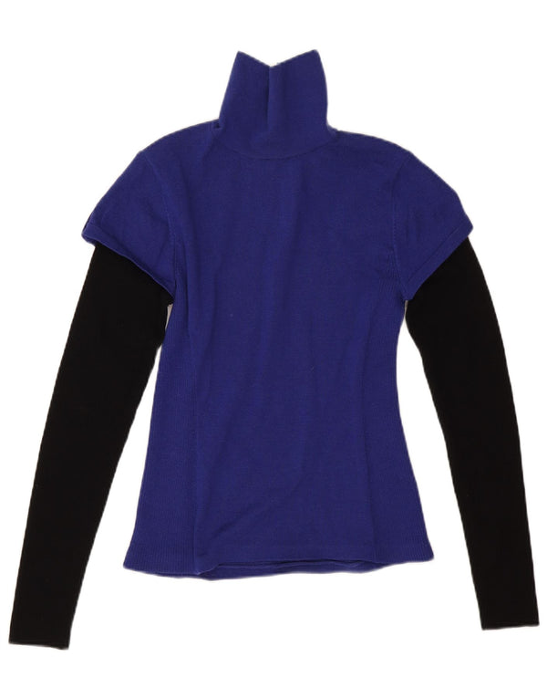 Maglione da donna con collo con zip Karen Millen UK 10 Small Blue Colourblock