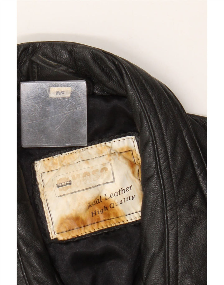Giacca in pelle vintage da uomo UK 38 in pelle nera media
