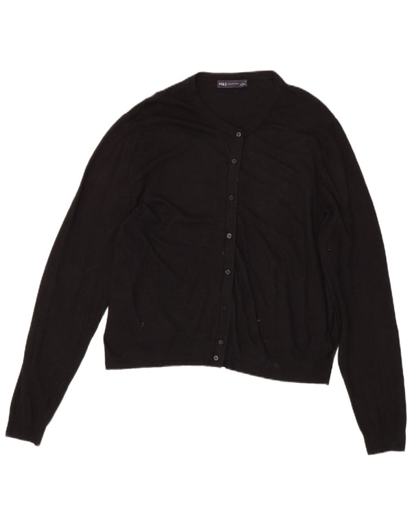 Maglione cardigan corto da donna Marks & Spencer UK 18 XL viscosa nera