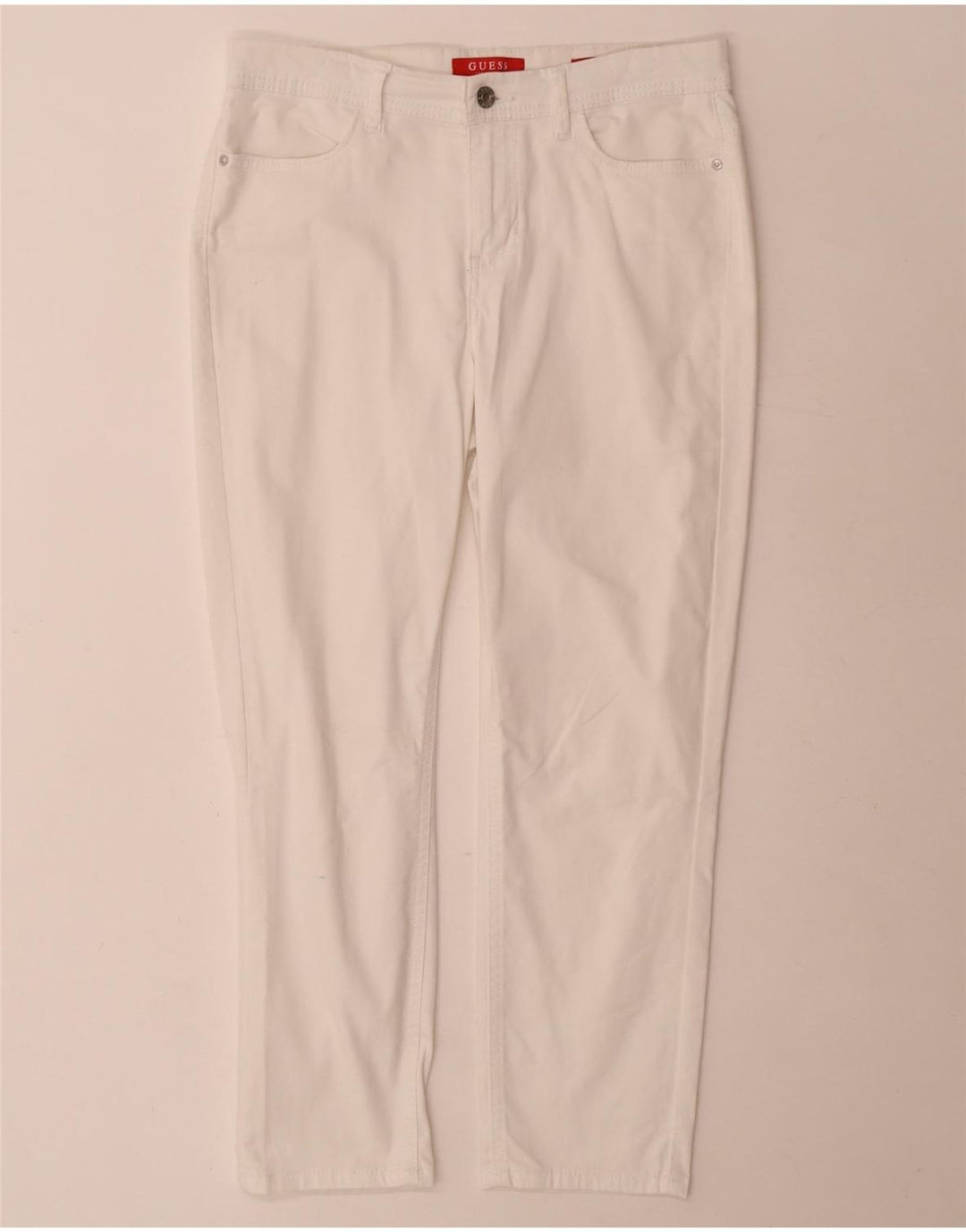 Pantaloni cropped slim da donna Guess W28 L25 cotone bianco