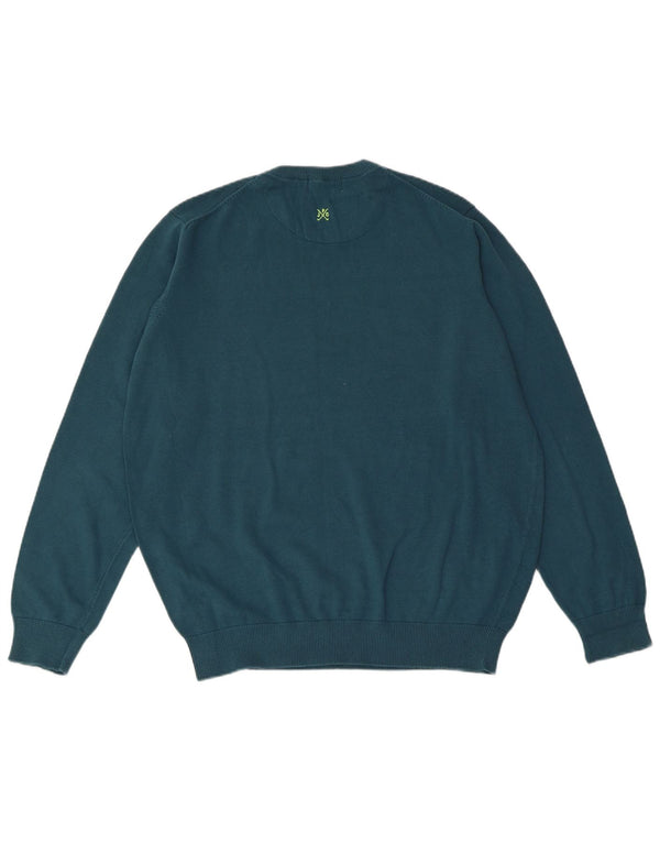 Maglione maglione girocollo da uomo James Pringle grande cotone blu
