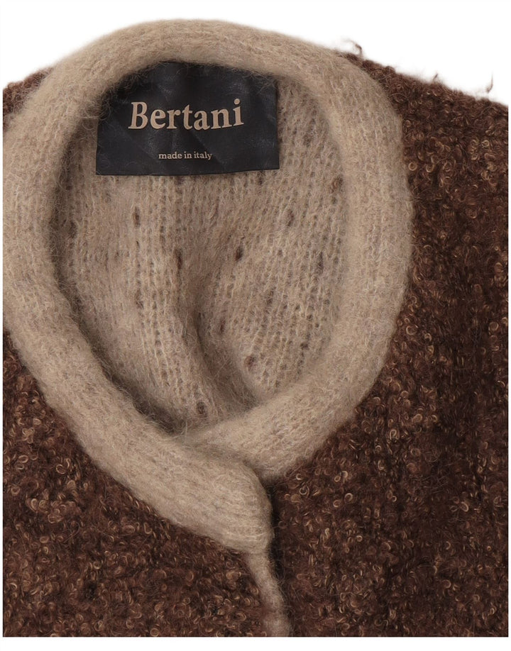 Maglione cardigan aperto senza maniche da donna vintage UK 14 Marrone medio