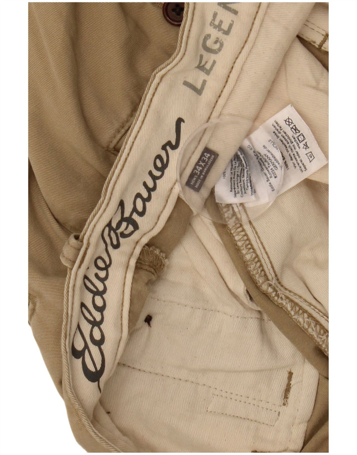 EDDIE BAUER Pantaloni chino slim da uomo W34 L34 Cotone beige