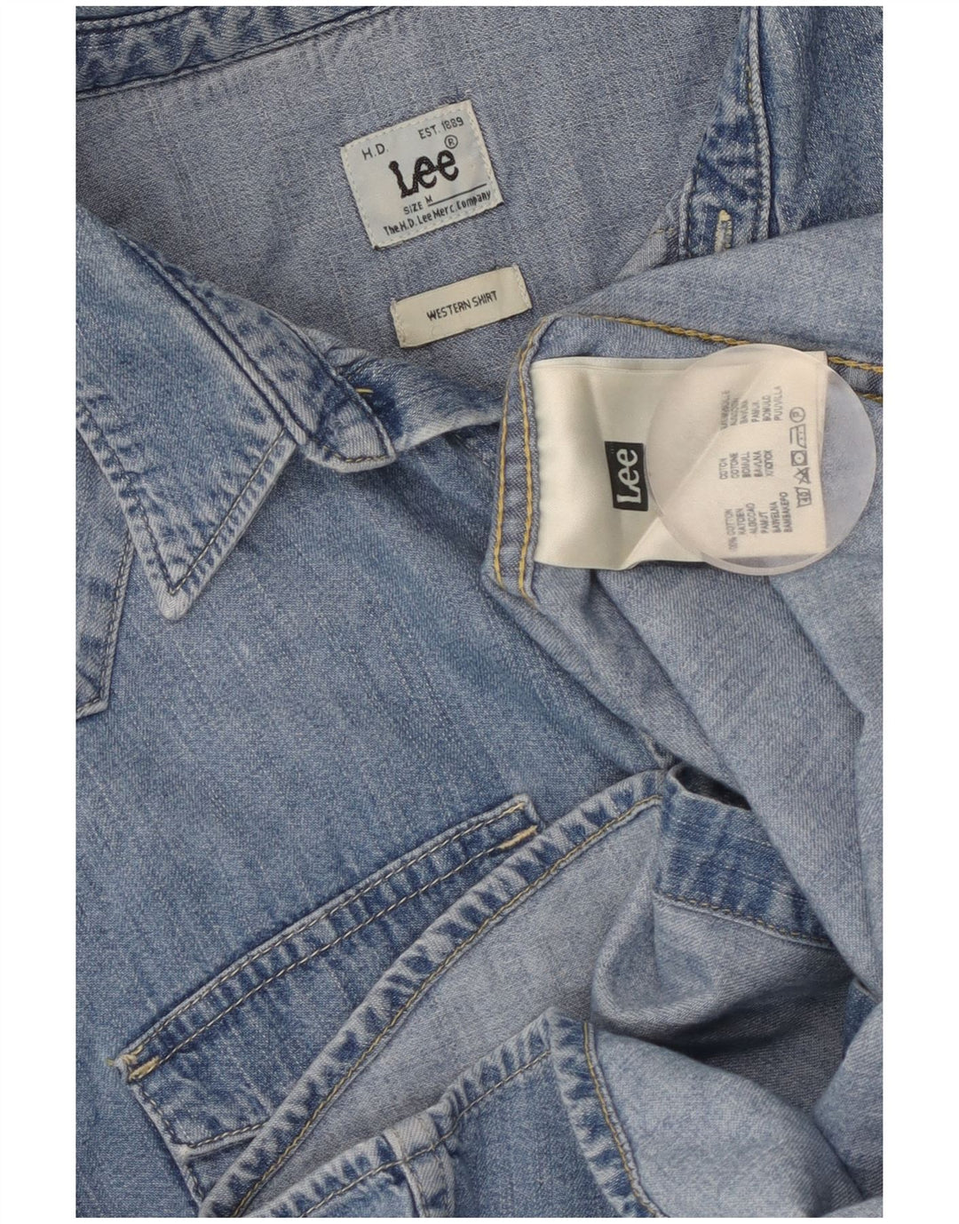 Camicia di jeans da uomo LEE in cotone blu medio