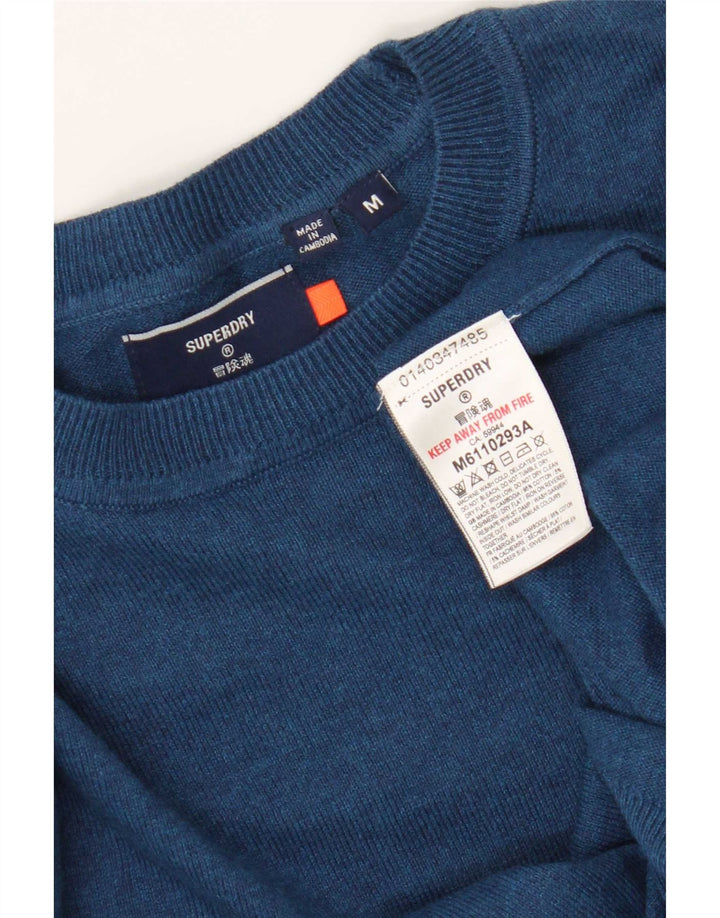 Maglione maglione girocollo da uomo Superdry in cotone blu medio