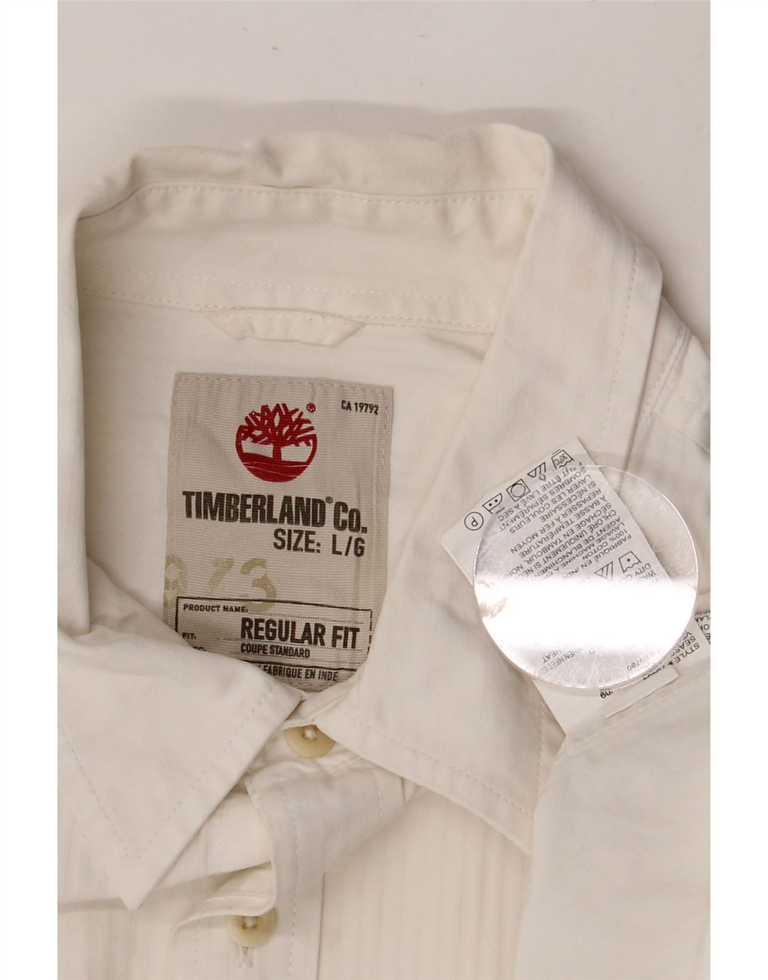 Camicia da uomo Regular Fit TIMBERLAND Large in cotone bianco