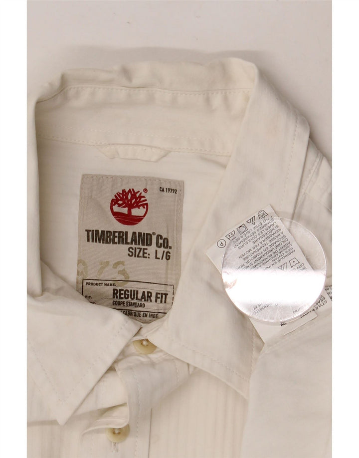 Camicia da uomo Regular Fit TIMBERLAND Large in cotone bianco