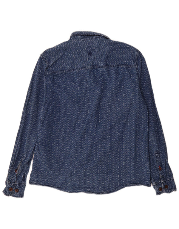Camicia in denim dal taglio classico da uomo Fat Face, cotone floreale blu medio