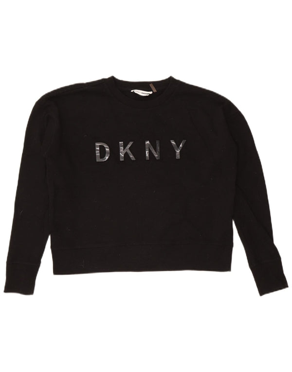 Felpa corta da donna con grafica oversize Dkny UK 10 piccola nera