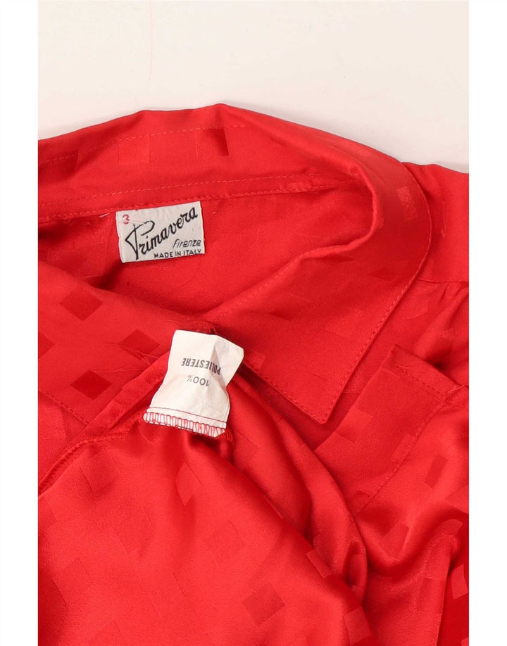 Camicetta da donna Primavera Firenze UK 16 Grande poliestere geometrico rosso