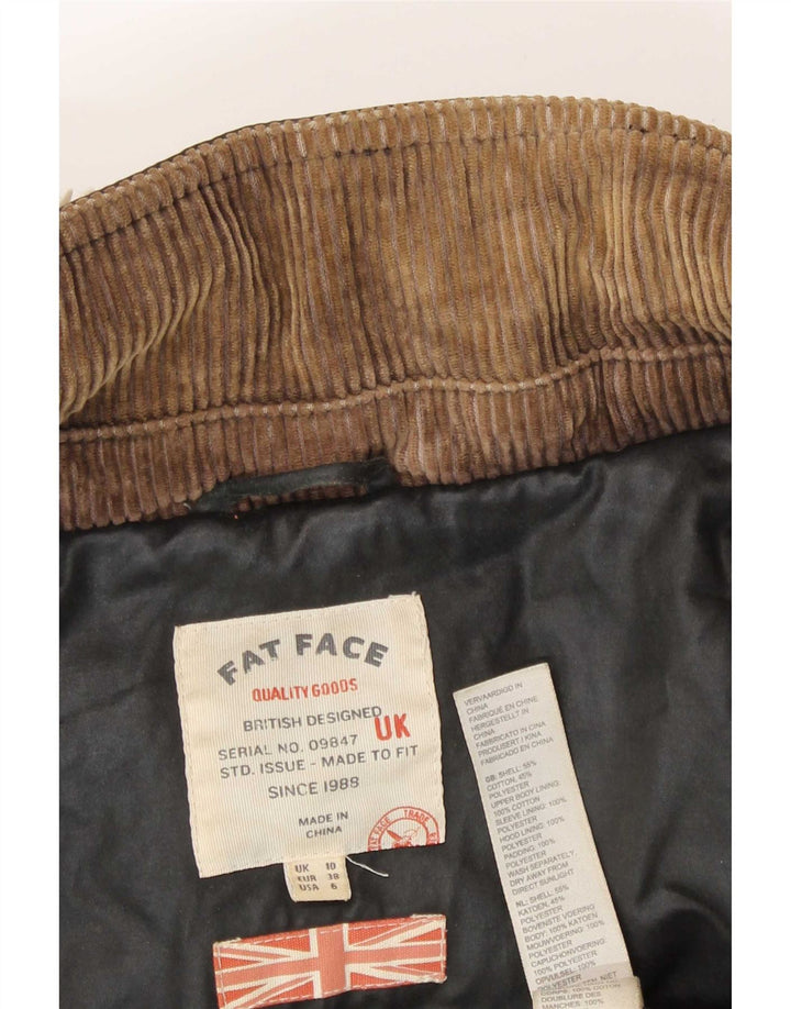 Giacca parka oversize con cappuccio da donna Fat Face UK 10 piccola in cotone marrone