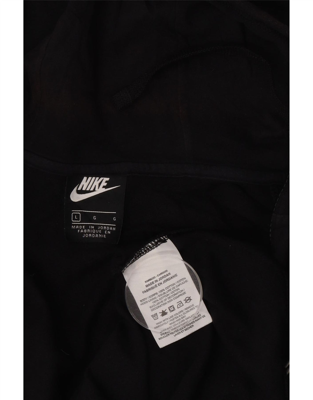 Felpa con cappuccio e zip Nike da uomo, grande, in cotone nero