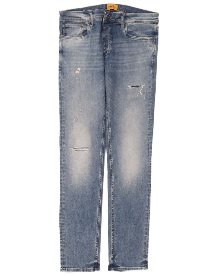 Jeans slim invecchiati da uomo Jack & Jones W33 L34 cotone blu