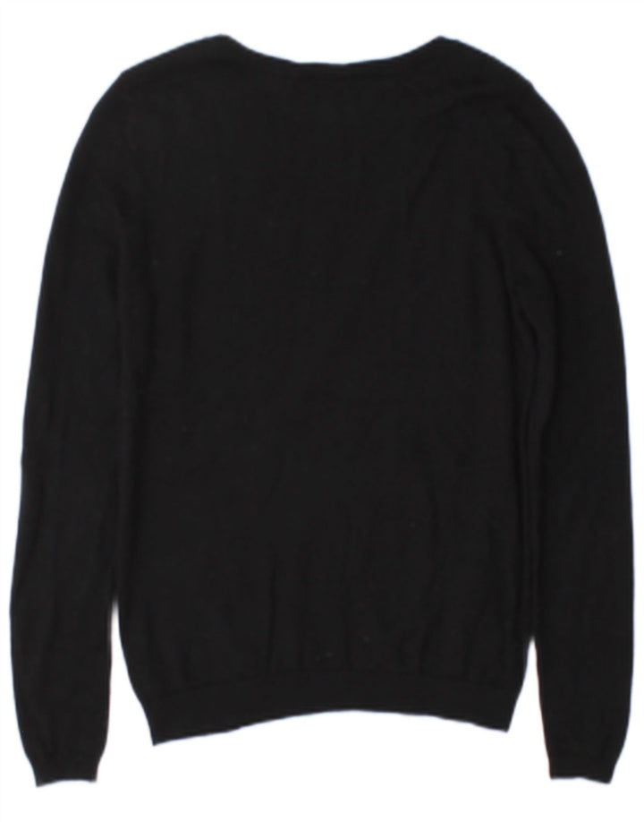 Maglione maglione con scollo a barca da donna Reiss UK 14 lana nera media