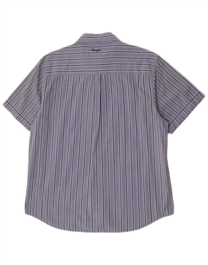 Camicia a maniche corte da uomo Wrangler in cotone a righe grandi blu