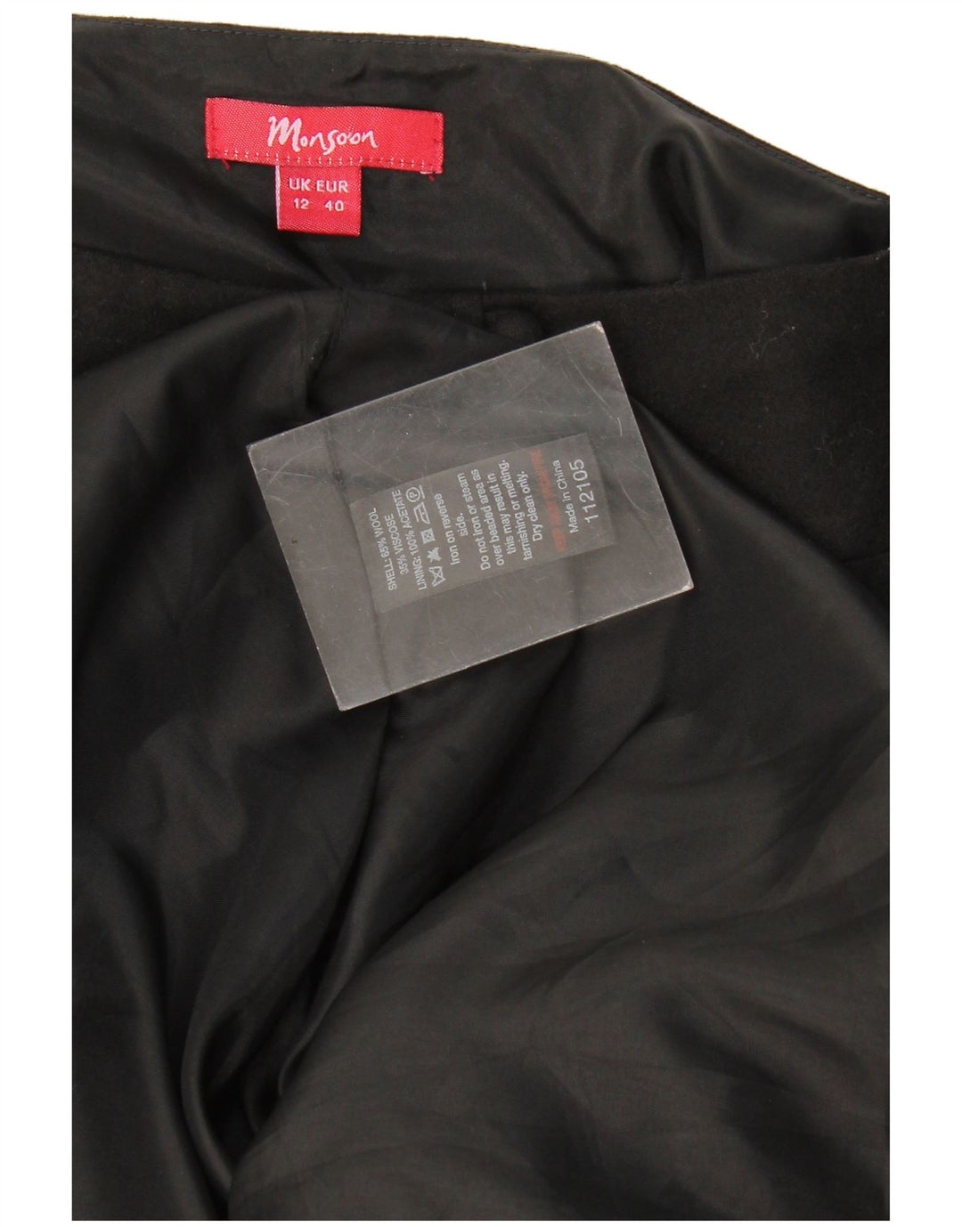 Gonna a trapezio da donna Monsoon UK 12 Media W32 Lana geometrica nera