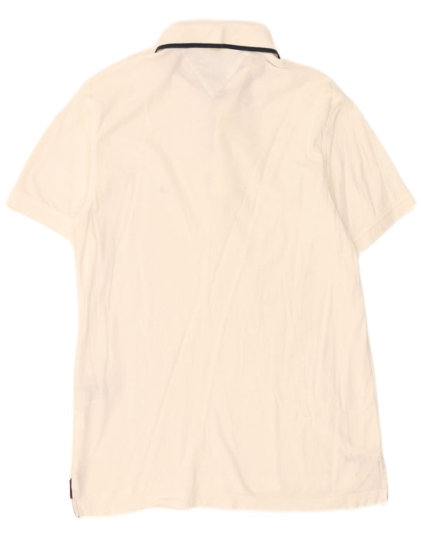 Polo slim fit da uomo Tommy Hilfiger grande in cotone bianco sporco