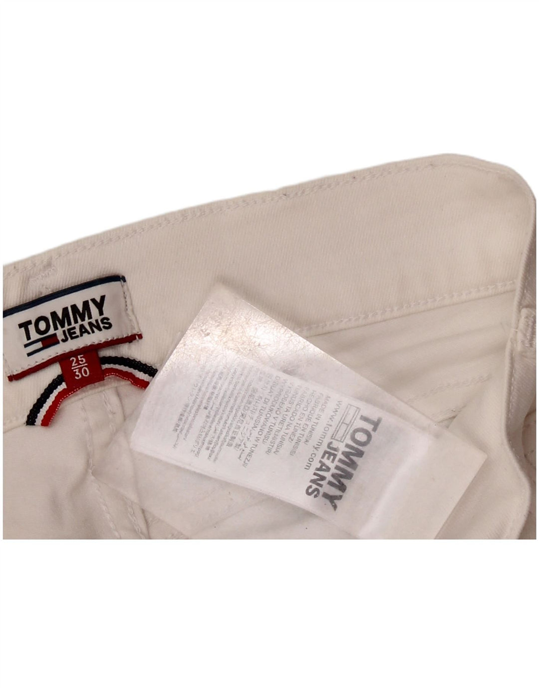 TOMMY HILFIGER Jeans skinny da donna a vita media W25 L25 cotone bianco