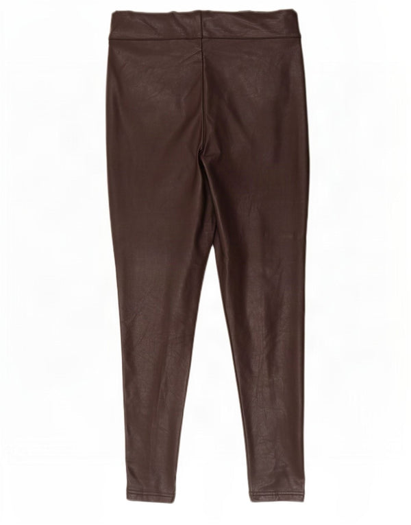 Pantaloni da donna in ecopelle Marks & Spencer UK 14 Large W32 L27 Marrone
