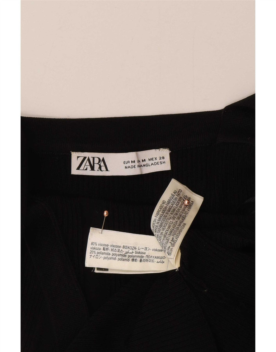 Canotta corta da donna Zara UK 12 viscosa nera media