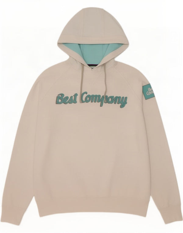 Felpa con cappuccio grafica da uomo Best Company 2XL cotone bianco