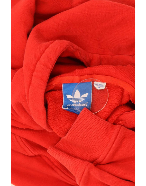 Maglione con cappuccio grafico da uomo Adidas in cotone rosso medio