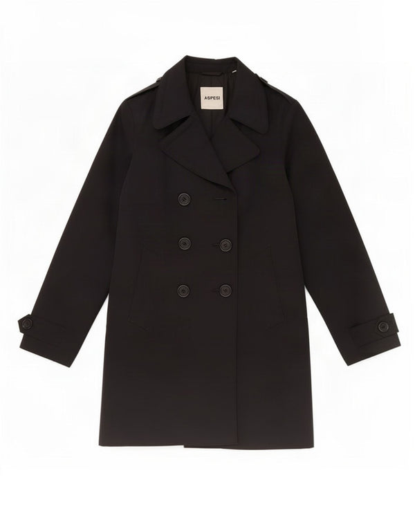 Trench doppiopetto da donna Aspesi UK 10 piccolo cotone blu navy