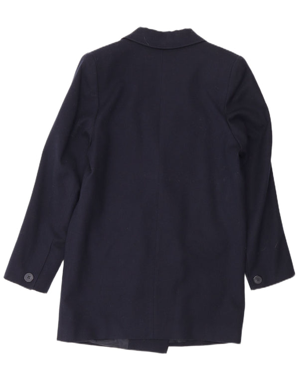 Giacca blazer doppiopetto vintage da donna UK 10 piccola blu navy