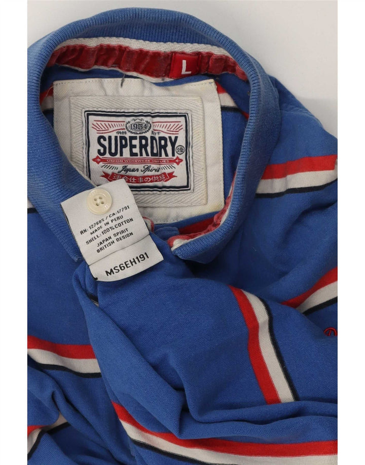 Polo da uomo Superdry in cotone a righe grandi blu