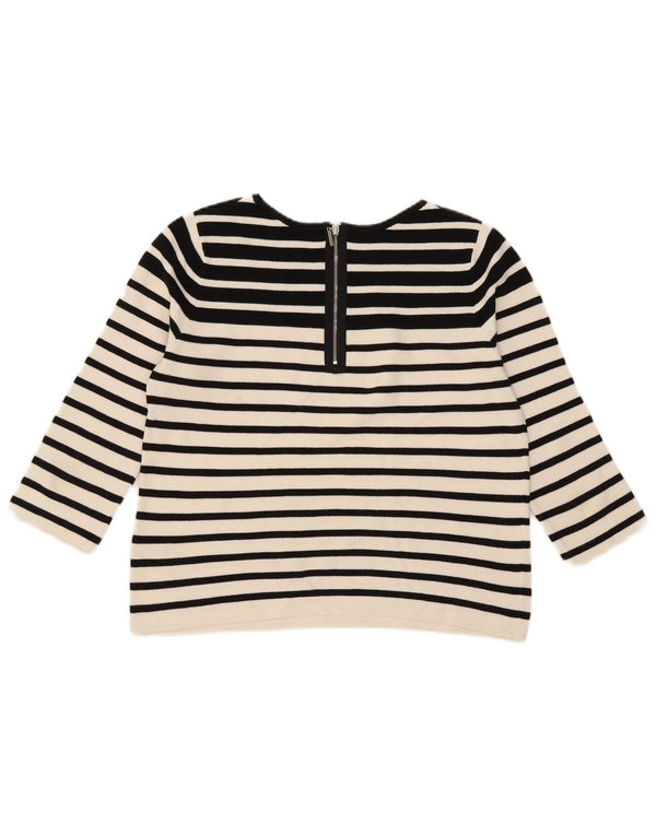 Oasis Maglione corto con scollo a barca da donna UK 12 Medio a righe nere