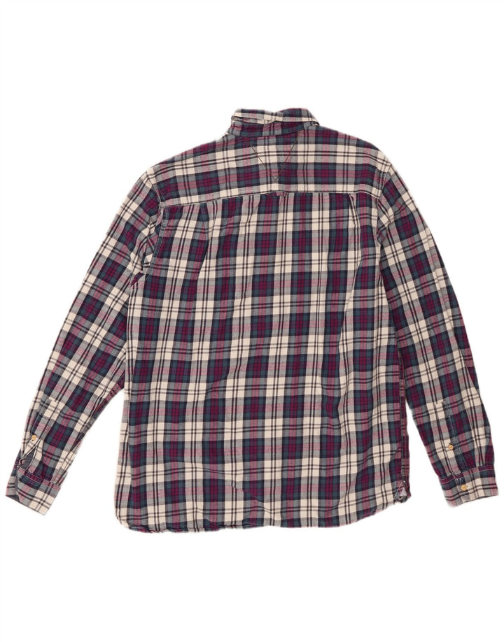 Camicia da uomo in flanella dal taglio classico di White Stuff, cotone a quadri viola medio