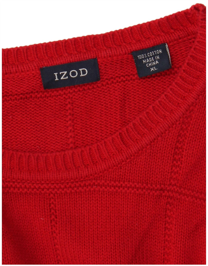 Maglione maglione girocollo da uomo Izod XL in cotone rosso