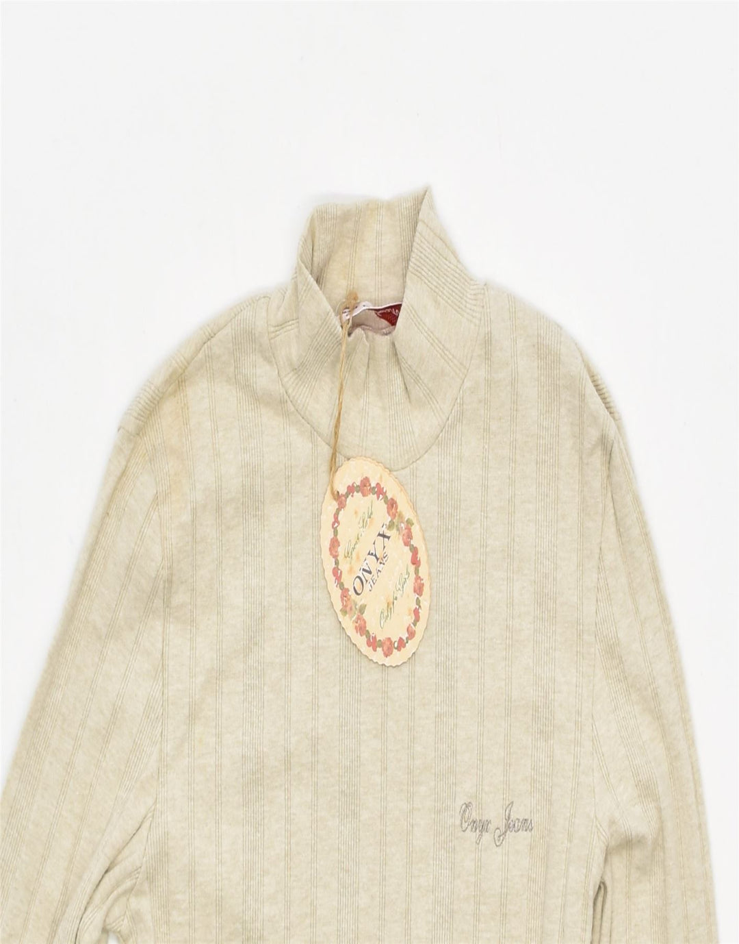 ONYX Womens Bodysuit UK 8 Small Beige Cotton | Vintage | Thrift | Second-Hand | Used Clothing | Messina Hembry 