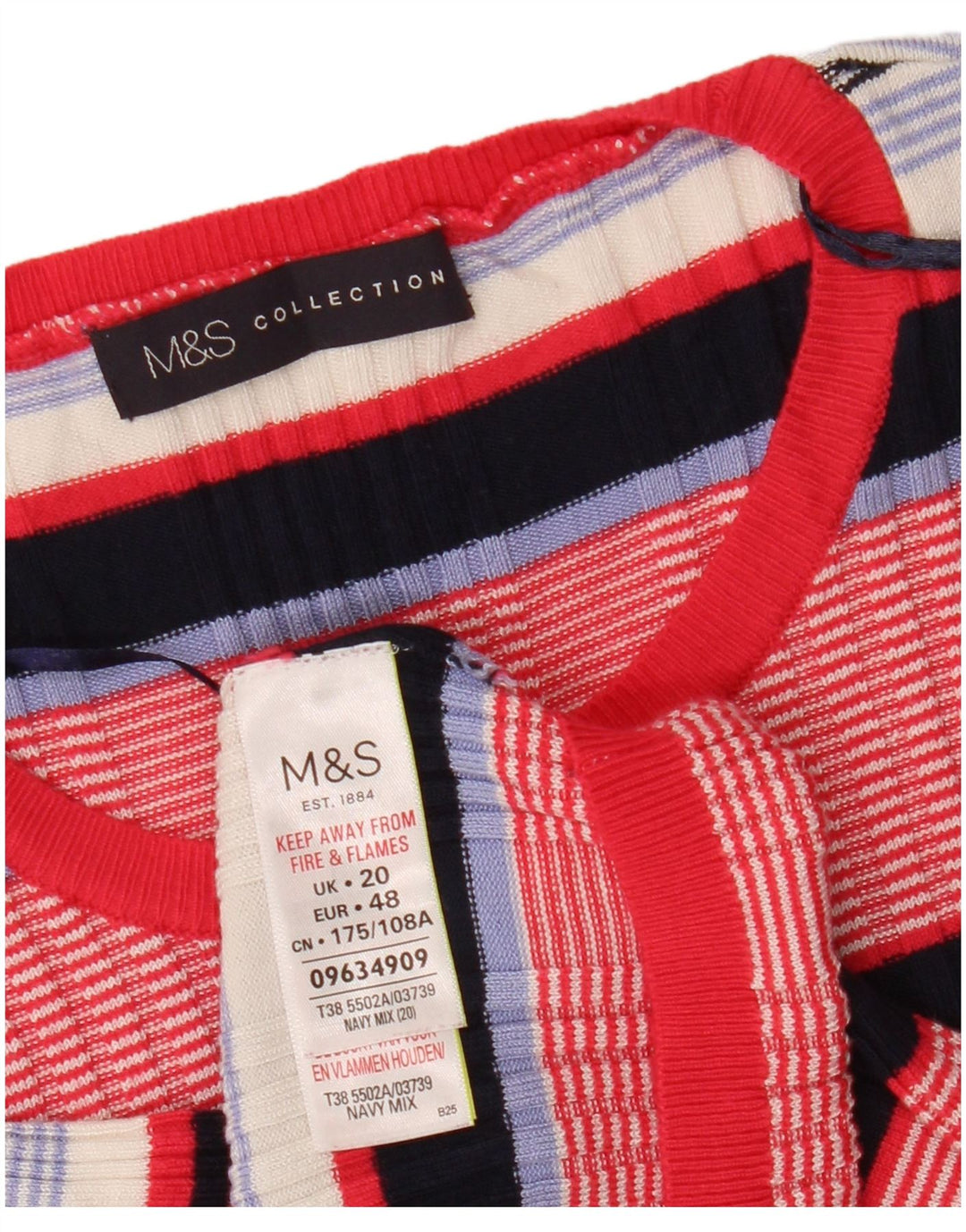 MARKS & SPENCER Maglione maglione girocollo da donna UK 20 2XL Multicolore