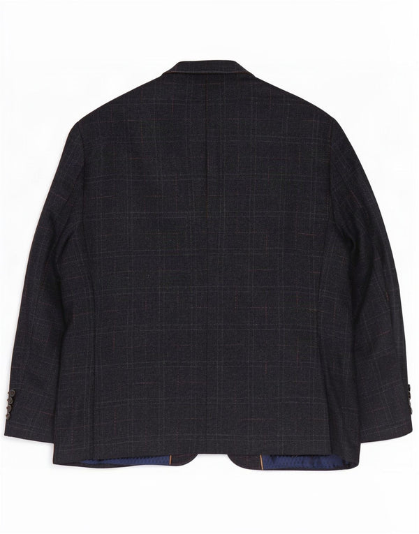 Giacca blazer da uomo a 2 bottoni Douglas UK 44 2XL lana a quadri blu navy