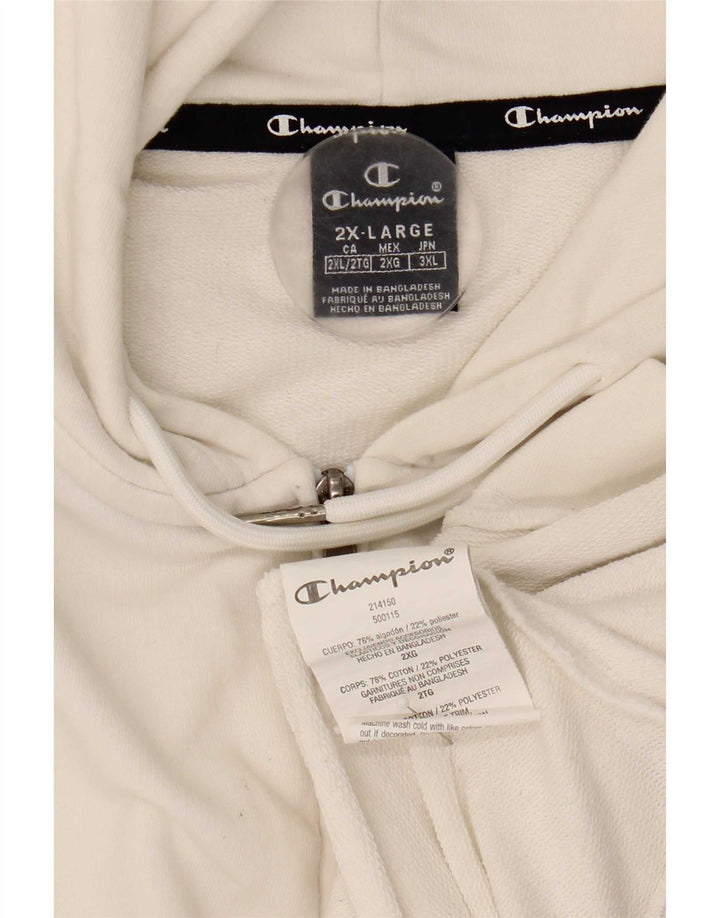 Maglione con cappuccio e zip da uomo Champion 2XL cotone bianco