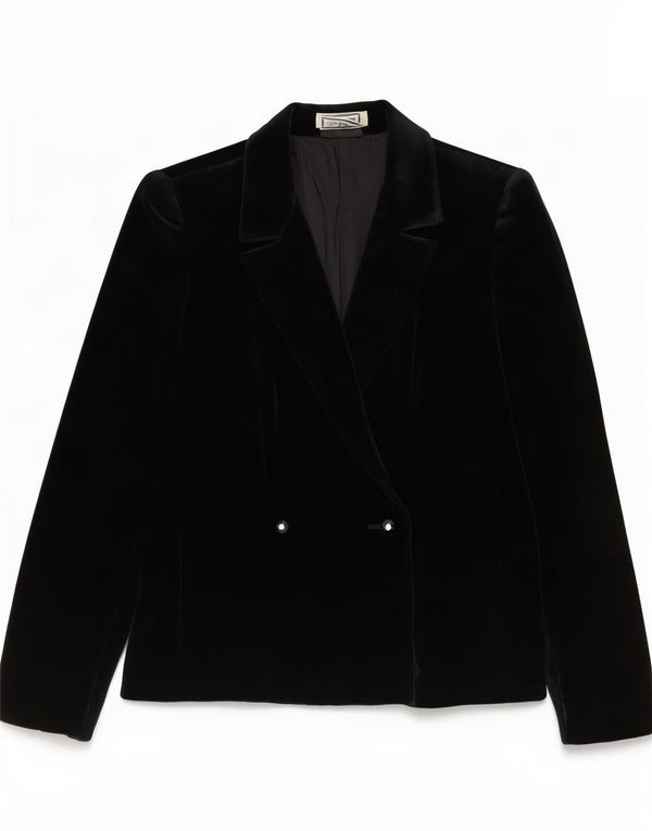 Luisa Spagnoli Womens Velvet Blazer Jacket IT 42 Medium Black