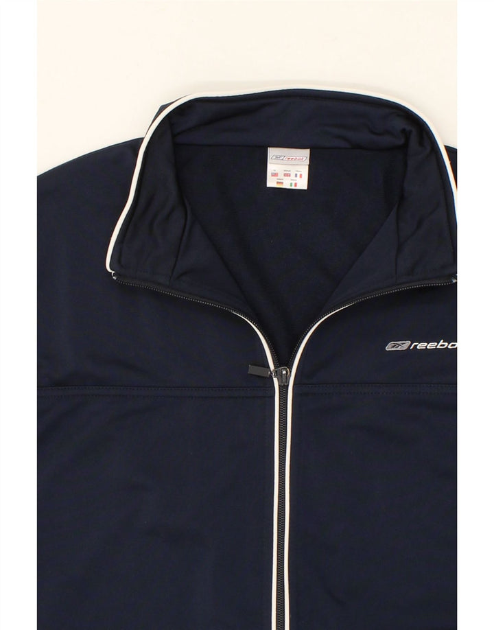 REEBOK Boys Tracksuit Top Jacket 13-14 Years XL Navy Blue Polyester Vintage Reebok and Second-Hand Reebok from Messina Hembry 