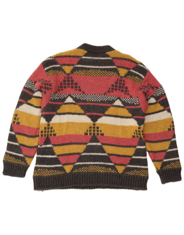 Maglione maglione girocollo da uomo illimitato in lana geometrica multicolore media
