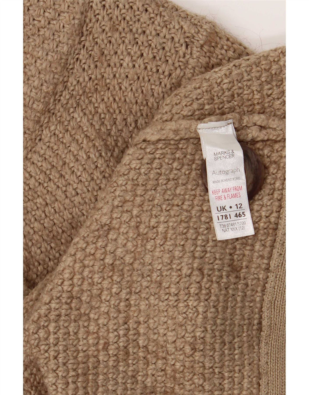 Maglione cardigan con maniche a 3/4 da donna Marks & Spencer UK 12 Beige medio