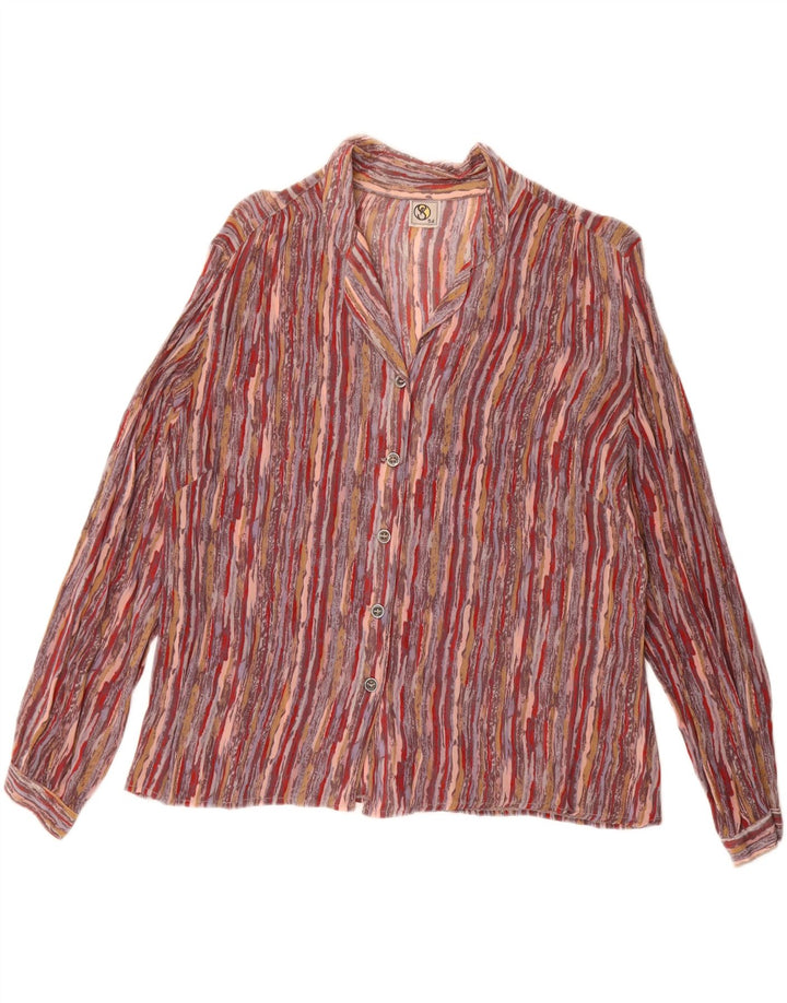 Camicetta camicia vintage da donna IT 54 3XL a righe multicolore